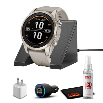 Garmin Fenix 7S Pro Solar, Sapphire, Soft Gold Steel, Light Sand High Performance Smartwatch, Advanced Training Technology With