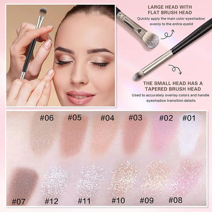 Shimmer Eyeshadow,Glitter Eye Shadow for Older Women,Lightweight Blendable Formula,Ultra-fine Smooth Powder,Daily Champagne Eyeshadow Makeup (11 Weaving Maid)