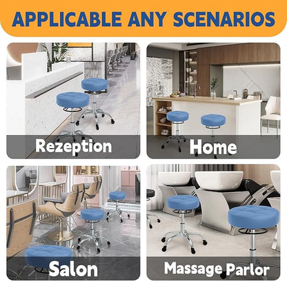 Rolling Stool Heavy Duty 400lb: Super Soft Seat Cushion,360° Swive,Height Adjustability,No Squeaky Noises,No Tip Over,New Upgraded Stool Salon Stool Chair, Tattoo Facial Massage Spa Medical (Blue)