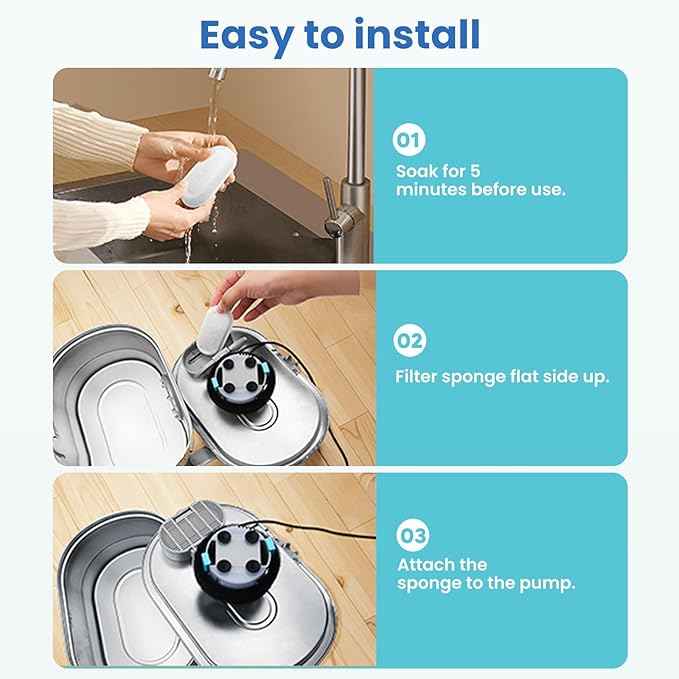 Tomxcute Cat Water Fountain, 3.2L/108oz Automatic Stainless Steel Pet Fountain Dog Water Dispenser, Ultra-Quiet Pump and 3 Replacement Filters & for Cats, Dogs, Multiple Pets