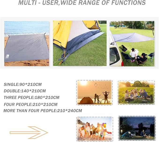 HIKEMAN Waterproof Camping Tarp Portable Tent Footprint with Drawstring Bag Ground Cloth for Outdoor Hiking Picnic (XXL-95”x83”)