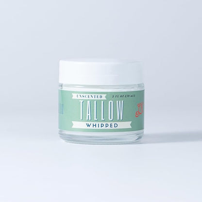Whipped Tallow 2oz - All Natural Face Cream + Whole Body Moisturizer for Dry Skin - No Preservatives, Parabens or Seed Oils - 100% Pure, No Added Fragrance - USA Made (Unscented)