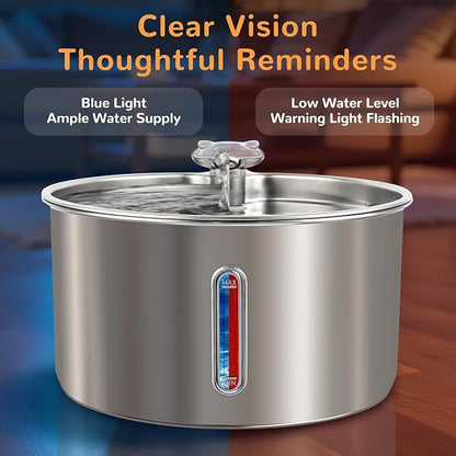 Cat Water Fountain Stainless Steel,135oz/4L,with Adjustable Pump & 3 Flow Modes, Ultra-Quiet Automatic Cat Dog Water Dispenser, Large Capacity Water Fountain for Cats,Dogs,Multiple Pets (1)