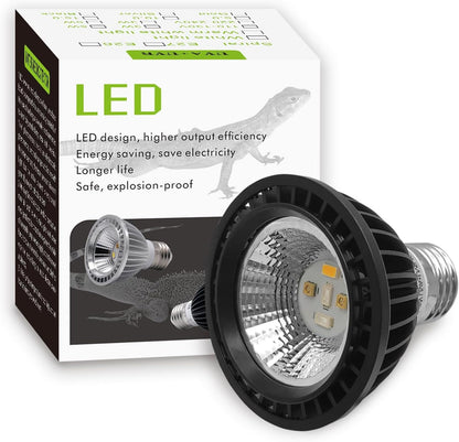 UVB Light Bulb for Reptiles, LED 3W 5.0 UVA UVB Heat Lamp Bulbs Ideal for Rainforest Reptiles, Bearded Dragons Lizard Turtle Tortoise Iguanas Chameleons Snake (1 Pack)