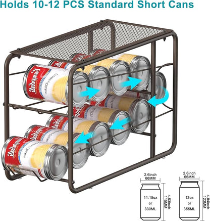 MOOACE 4 Pack Can Organizer for Pantry, Stackable Soda Can Dispenser Rack, Pantry Organizer Canned Food Storage Holder for Kitchen Refrigerator Cabinet, Bronze