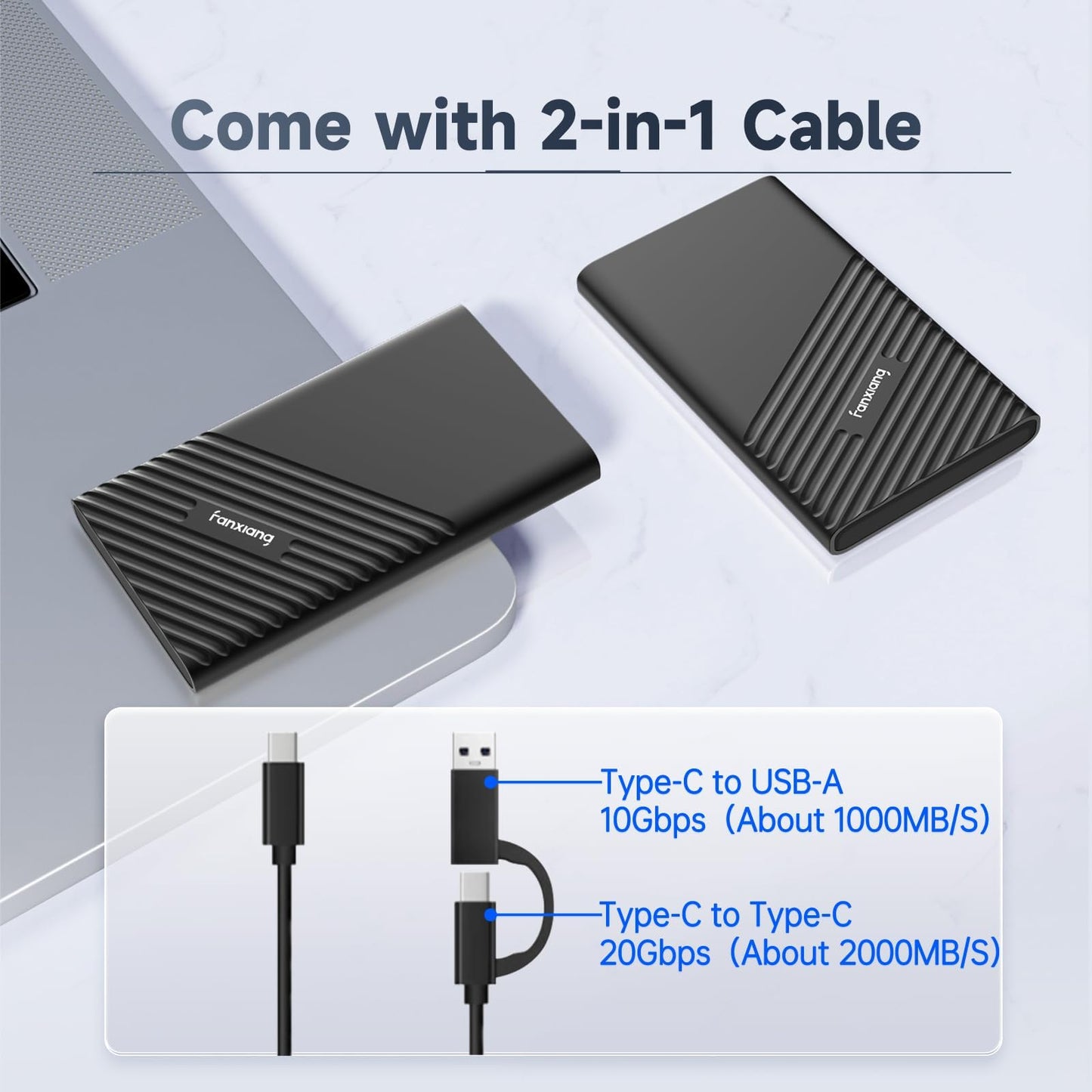 Fanxiang 4Tb External Ssd Portable, Up To 2000Mb/S, Usb C External Solid State Drive External Hard Drive, Usb 3.2 Gen2*2 Type-C