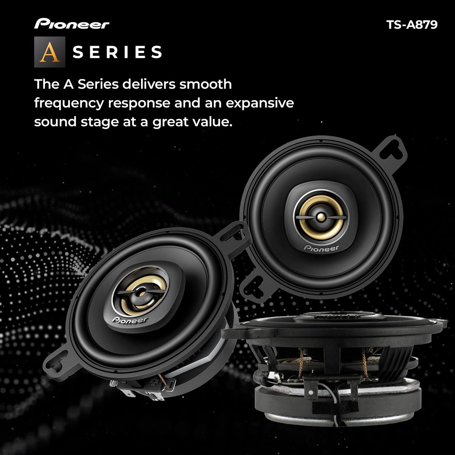 Pioneer A-Series Plus Ts-A879 3.5    2-Way Speakers (Pair) - 100W Max, Balanced Sound + Smooth Treble, Great Stock Replacement,
