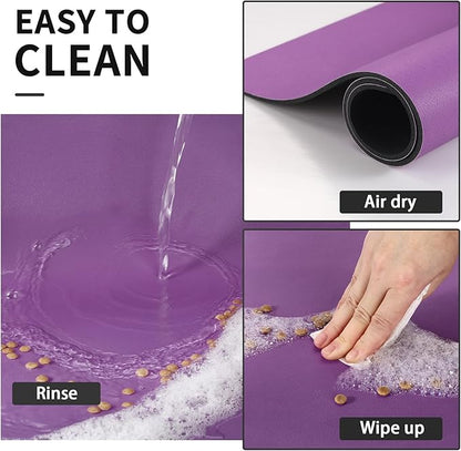Dog Food Mat - Absorbent Cat Mat for Food and Water, No Stains Pet Feeding Bowl Mat, Easy to Clean Pet Placemats, Quick Dry Dog Water Dispenser Mat for Messy Drinkers | Purple 18"x 28"