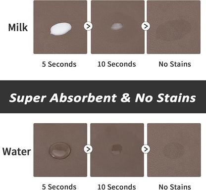 Dog Food Mat - Absorbent Cat Mat for Food and Water, No Stains Pet Feeding Bowl Mat, Easy to Clean Pet Placemats, Quick Dry Dog Water Dispenser Mat for Messy Drinkers | Paw Brown 18"x 28"