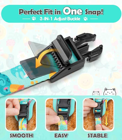 Halypet Cat Harness and Leash Set[MAX Safety 4th-Gen] Cute Escape Proof Vest Harness for Girl&Boy Cat Walking, Comfortable Adjustable Leash and Reflective Strips for Outdoor Kitten, S Green Tropics