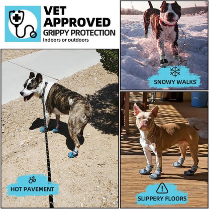 Dog Shoes for Large Dogs, Medium Dog Boots & Paw Protectors for Hardwood Floors, Outdoor Dog Booties for Hot Pavement Winter Snow Hiking, Breathable Dog Shoes with Reflective Strips Size 4