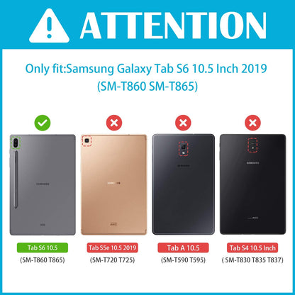 Procase Galaxy Tab S6 10.5    2019 Case With S Pen Holder (Model Sm-T860/T865/T867), Rugged Heavy Duty Shockproof Cover With Han