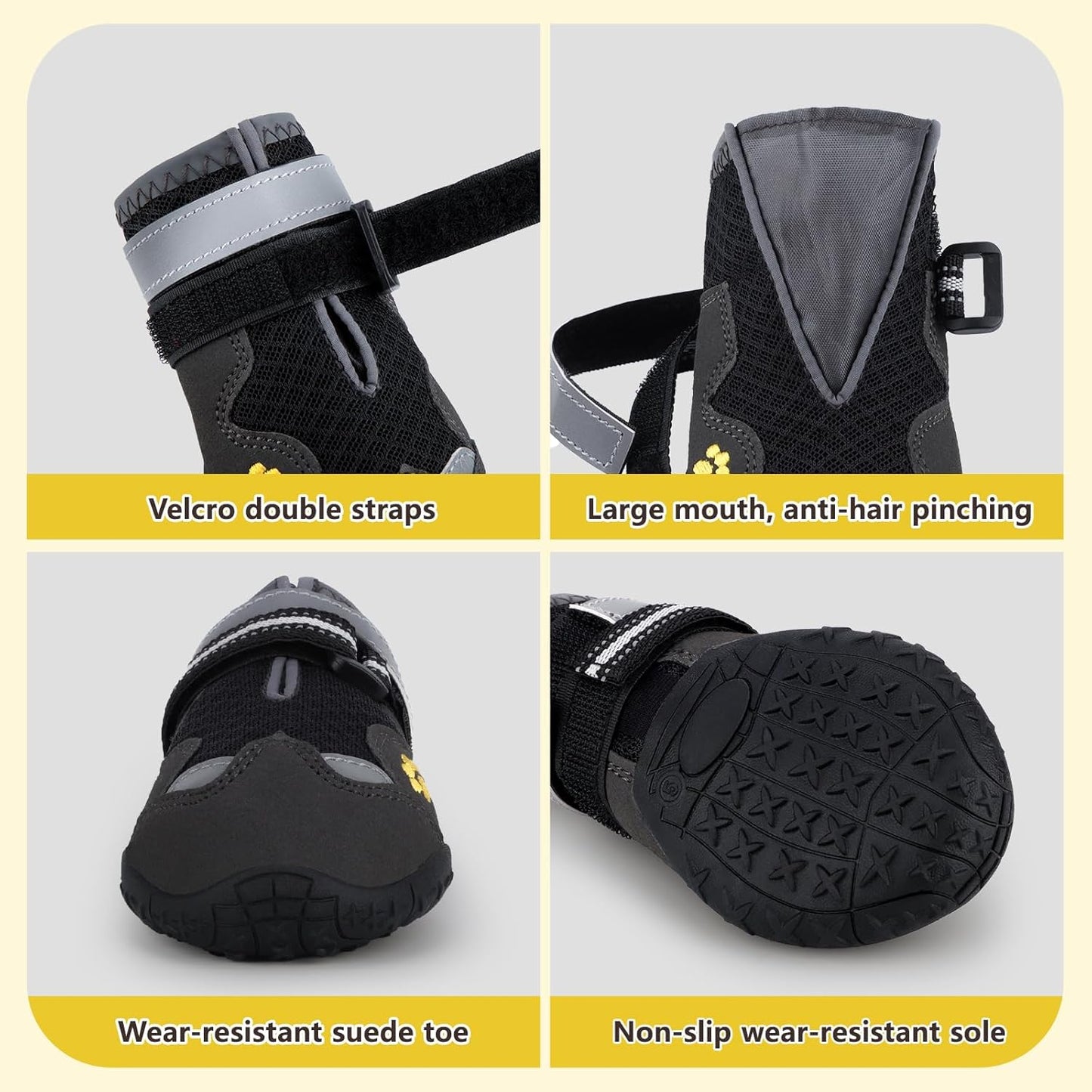 Dog Shoes for Large Medium Small Dog, Mesh Breathable Dog Shoes for Hot Pavement, Anti-Slip Dogs Boots Paw Protectors with Reflective for Outdoor Walking Indoor Hardfloors (Size 5)