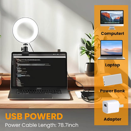 Video Conference Lighting Kit, Ring Light Clip on Laptop Monitor, 6" Dimmable LED Circle Selfie Light for Zoom Meeting/Remote Working/Zoom Calls/Live Streaming/Video Recording