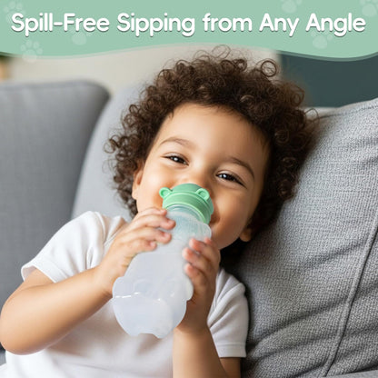 Upgraded 2 Pack Honey Bear Straw Cups for Baby, Toddler - Flip Top, Spill-Proof & Anti-pullout & Pop-up Straw Design - 8 OZ Squeezable Transition Sippy Cup for Speech & Feeding Training, Yellow&Green