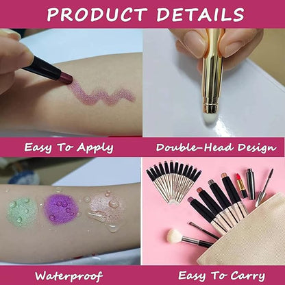 Blue Eyeshadow Stick and Sponge Makeup Brush glitter primer palette Shimmer Pencil Long Lasting Waterproof Eye Shadow Pen Highlighter Eye Liner Multi-Dimensional eyes Look