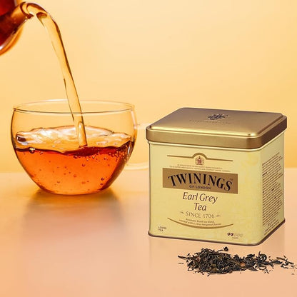 Twinings Earl Grey Loose Tea Tin, 7.05 Ounce Tin (Pack of 1), Smooth, Flavourful, Robust Black Tea Leaves, Caffeinated, Enjoy Hot or Iced
