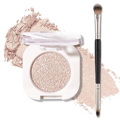 Shimmer Eyeshadow,Glitter Eye Shadow for Older Women,Lightweight Blendable Formula,Ultra-fine Smooth Powder,Daily Champagne Eyeshadow Makeup (11 Weaving Maid)