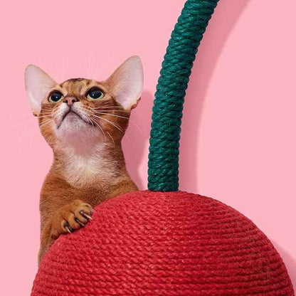 VETRESKA Cherry Cat Scratching Post, 22.64" Tall Cat Scratcher with Jute Rope Ball, Vertical Cat Scratch Post Claw Scratchers for Indoor Cats, Kitten Supplies