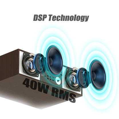 LONPOO Stereo Shelf System LP-816, Vintage CD Player, 40W RMS, Bluetooth, FM Radio, USB, Aux-in, Silver