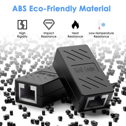Dingsun Rj45 Coupler, Ethernet Extender For Cat7/Cat6/Cat5E/Cat5 Female To Female Ethernet Coupler Connector (10, Black)