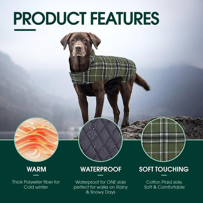 Kuoser Waterproof Dog Coat, Reversible Dog Jacket for Small Dogs, Adjustable Durable Doggie Winter Coat Warm Cozy Puppy Cold Weather Apparel from Small to Large Breed, Blue S