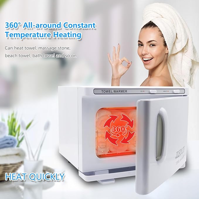 Hot Towel Warmer for Salon Beauty Bathroom Hot Towel Cabinet 2-in-1 Personal 8L Small Capacity owel Warmers Spa, Upgrade Fast Heating Towel Heater Towel Steamer (8L, White)…