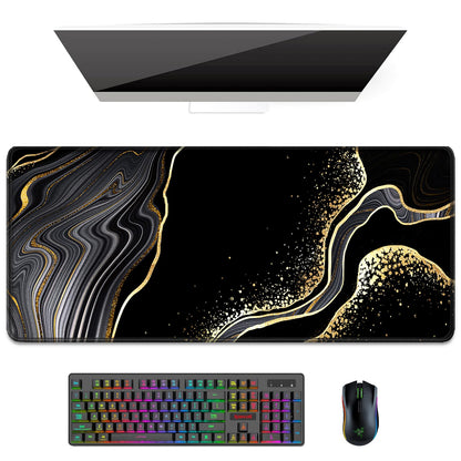 Auhoahsil Desk Mat, Ultra Large Mouse Pad, XXL Gaming Mousepad, Pretty Desk Pad, Big Extended Full Size Desktop Desk Matt for Keyboard, Laptop & Computer, 35.5 x 15.7 in, White Gray Marble