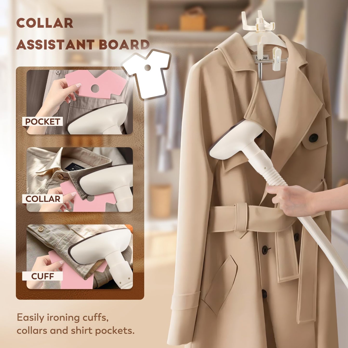 CGOLDENWALL Commercial Upgraded Standing Garment Steamer for Clothes with Drain Port 1650w Continuous 70 mins Powerful Steam 30s Fast Heat-up,Include Fabric brush, Ironing pad, Gloves,Trouser Clips