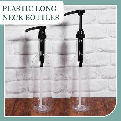 Maxdot 6 Pcs 25 oz Syrup Bottles with Pump Long Neck Bottles Plastic Syrup Pump Dispenser for Coffee Bar Accessories Home Party