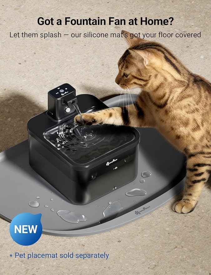 DownyPaws Cat Water Fountain Cordless, 84oz/2.5L Fursink Wireless Pet Water Fountains for Cats Indoor, Battery Operated Cat Drinking Fountain with Motion Sensor, Ultra Quiet Pump, BPA-Free, Black