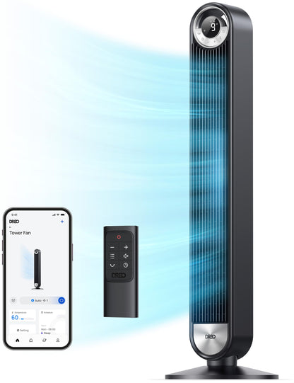 Dreo Tower Fan For Bedroom, 90 Oscillating Standing Floor Fan With 28Ft/S Velocity, 25Db Quiet For Sleep, Dc Motor, 9 Speeds, 4