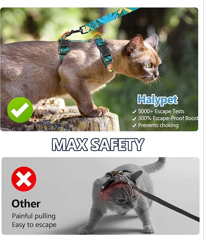 Halypet Cat Harness and Leash Set, Escape Proof [3 in 1 Adjustable & Lightweight] Cat Harness, Soft Comfortable Kitten Harness for Cats Safe, Easy to Wear, Outdoor Walking Travel
