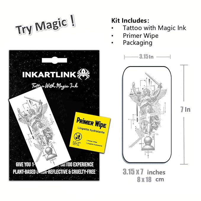INKARTLINK Semi Permanent Tattoo, beautiful and realistic design, fun tattoo experience, cruelty-free, non-reflective, waterproof (Greek geometric tattoo 2）
