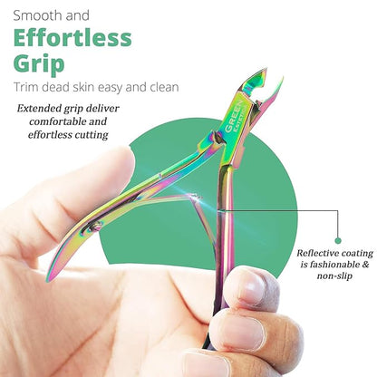 Professional Cuticle Trimmer with Cuticle Pusher Nail Cuticle Remover Nipper Silver Stainless Steel Sharp Blades Manicure Tools with Double Spring Nail Care Pedicure Nail Tools (Multi-Colored)