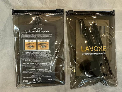 LAVONE Eyebrow Stamp Pencil Kit - Brow Stamp Trio with Waterproof Eyebrow Pencil, Eyeliner, Pomade, and Dual-ended Brush - Blonde