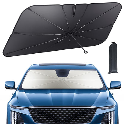 Lamicall Car Windshield Sunshade Umbrella – 5-Layer UV Block, 10-Rib Fiberglass Frame for Heat Insulation, 57"x33" Front Window Interior Sun Protection, for Medium Sedan, SUV Windshield