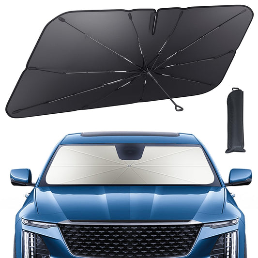 Lamicall Car Windshield Sunshade Umbrella – 5-Layer UV Block, 10-Rib Fiberglass Frame for Heat Insulation, 57"x33" Front Window Interior Sun Protection, for Medium Sedan, SUV Windshield
