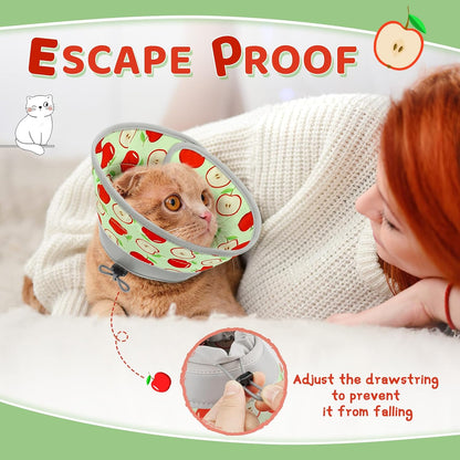 Cat Cone Collar Soft to Stop Licking, Adjustable, Foldable Lightweight Kitten Cones After Surgery Recovery for Cats & Kittens, Cat Cone Alternative (AppleRed, L)