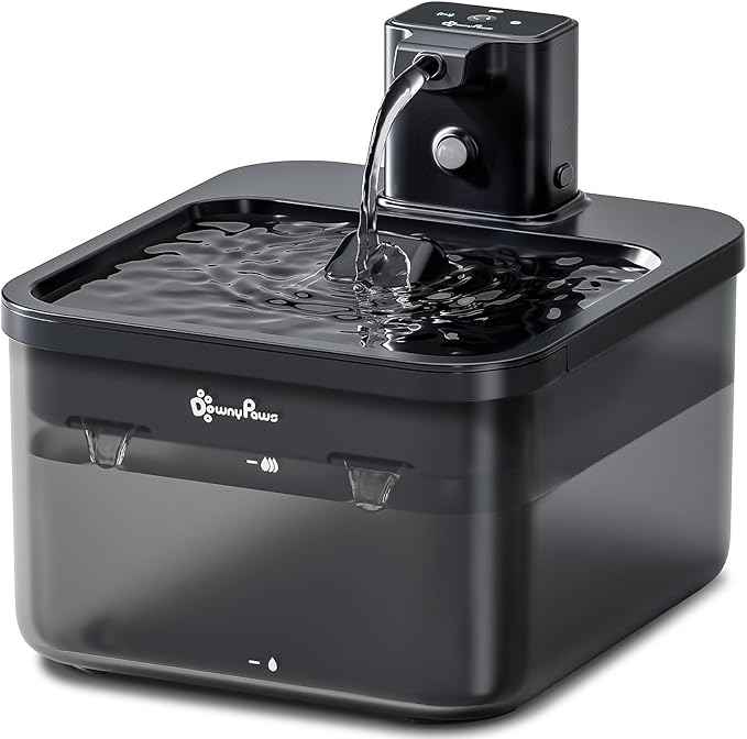 DownyPaws Cat Water Fountain Cordless, 84oz/2.5L Fursink Wireless Pet Water Fountains for Cats Indoor, Battery Operated Cat Drinking Fountain with Motion Sensor, Ultra Quiet Pump, BPA-Free, Black