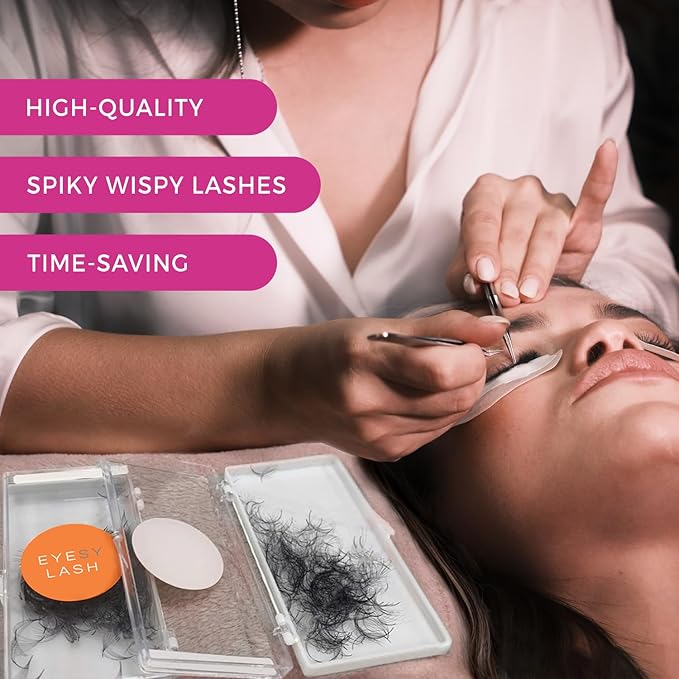 Eyesy Lash 500 Wispy Promade Fans - 5D 0.07 Size 9mm Curl C - Natural Wispy Lashes Loose Premade Lash Fans for Eyelash Extensions Handmade Pre Made Eyelashes for Spiky, Volume, Natural Look