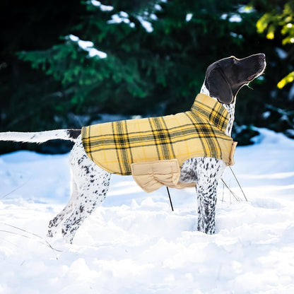 Kuoser Waterproof Dog Coat, Reversible Dog Jacket for Large Dogs, Adjustable Durable Doggie Winter Coat for Groowing Puppies Warm Puppy Cold Weather Apparel, Yellow L