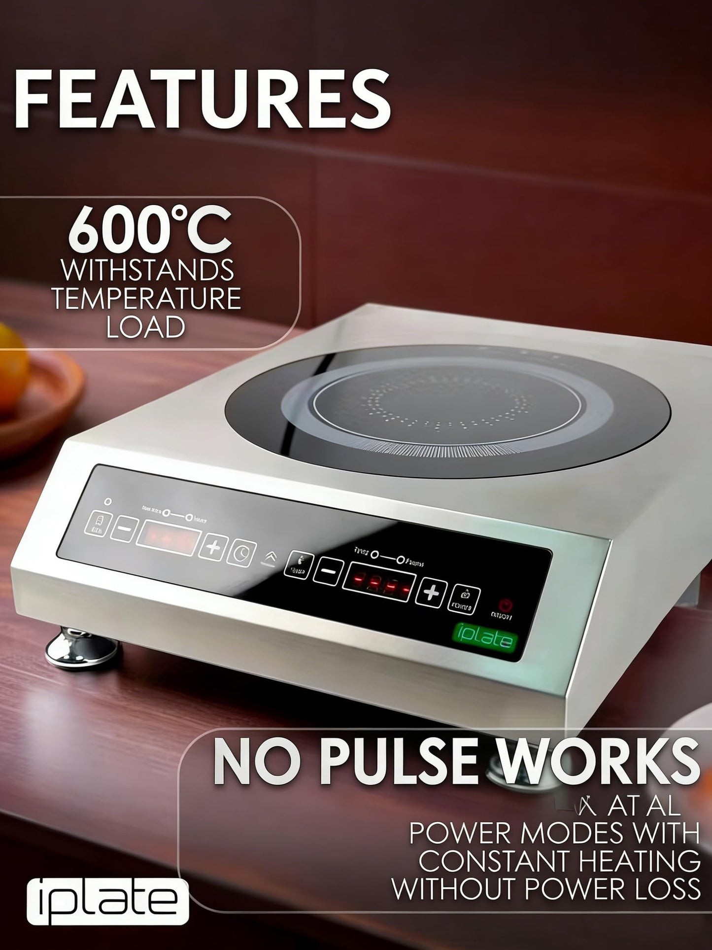 Glimstone 1800W Commercial Induction Cooktop & Countertop Burner with External Temp Probe, Heavy Duty Hot Plate, 100lb Weight Capacity, Temperature Adjustment for Home, Canning, Brewing & Restaurant