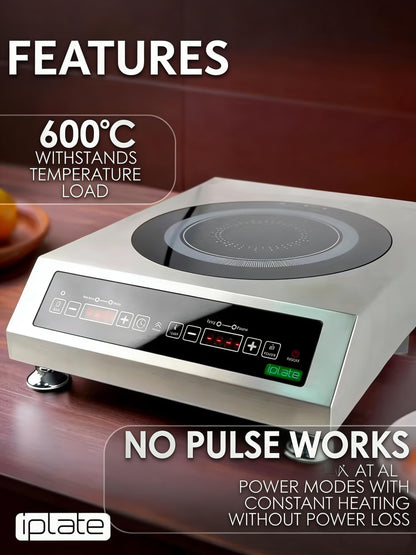 Glimstone 1800W Commercial Induction Cooktop & Countertop Burner with External Temp Probe, Heavy Duty Hot Plate, 100lb Weight Capacity, Temperature Adjustment for Home, Canning, Brewing & Restaurant