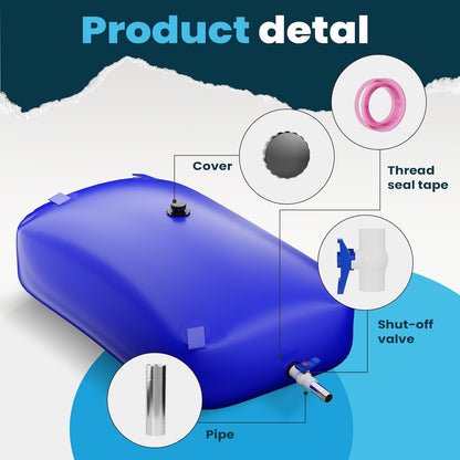 Large Capacity Water Storage Bladder, Portable Water Tank Containers, Bladder Tank for Drought Resistance, Fire Prevention, Emergency Water, Agricultural Irrigation Outdoor (330L/87Gal, Blue)