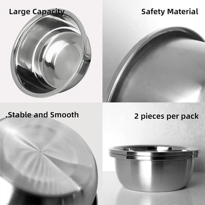 Stainless Steel Large Dog Food Bowl, 46 oz (7cup) Large Capacity Dog Water Bowl, Heavy Duty, BPA-Free for Medium and Small Dogs (2 pcs)
