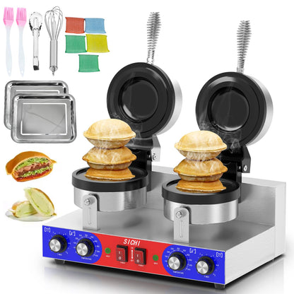 SICHI Ufo Burger Maker - Commercial Stainless Steel Machine, Adjustable Temperature & Timer, Dual Size, Red/Blue Model SZ-HW-4