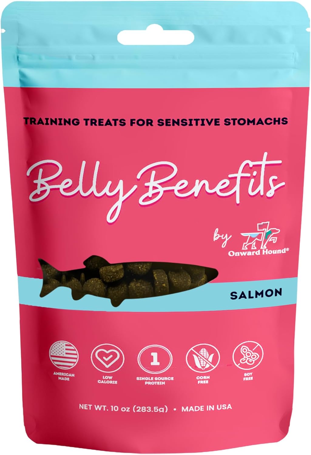 Onward Hound Training Treats for Dogs - Soft Salmon - Low Calorie Dog Training Treats for Sensitive Stomachs with Single Source Premium Protein, Corn Free, & Soy Free Formula - 10 oz