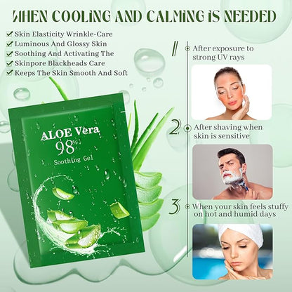 60 Pcs Travel Size Aloe Vera Gel 98% Organic After Sun Moisturizer for Face, Body, Soothing Hydrating Lotion Bulk for Winter Vacation, Guests Skin Care Gifts