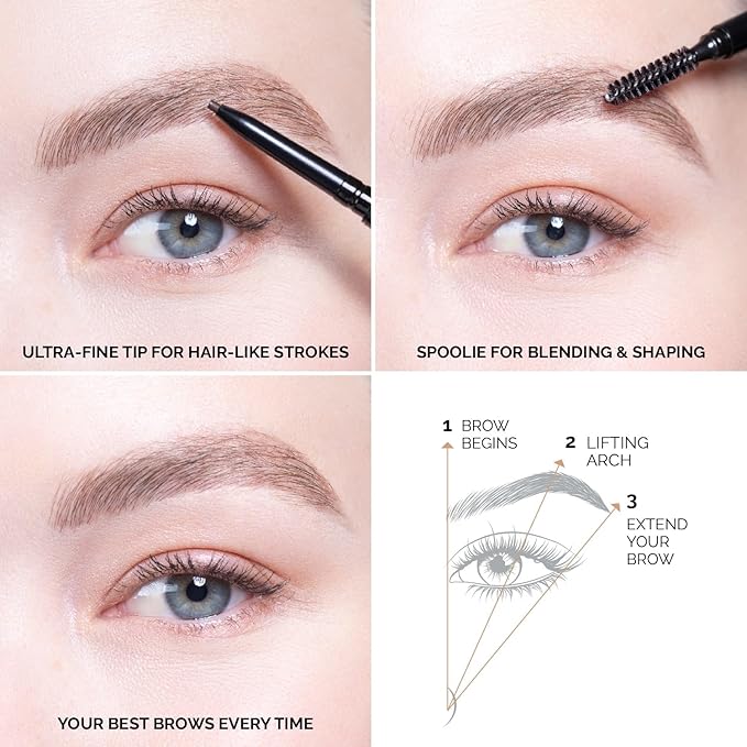 OFIR Brow Trace Precision Browliner | Waterproof, Ultra-Fine Tip Black Eyebrow Pencil | Smudge-Proof, Cruelty Free, Matte Finish | Long-Wear Brow Tool with Spoolie | Espresso - Black, 0.003 OZ